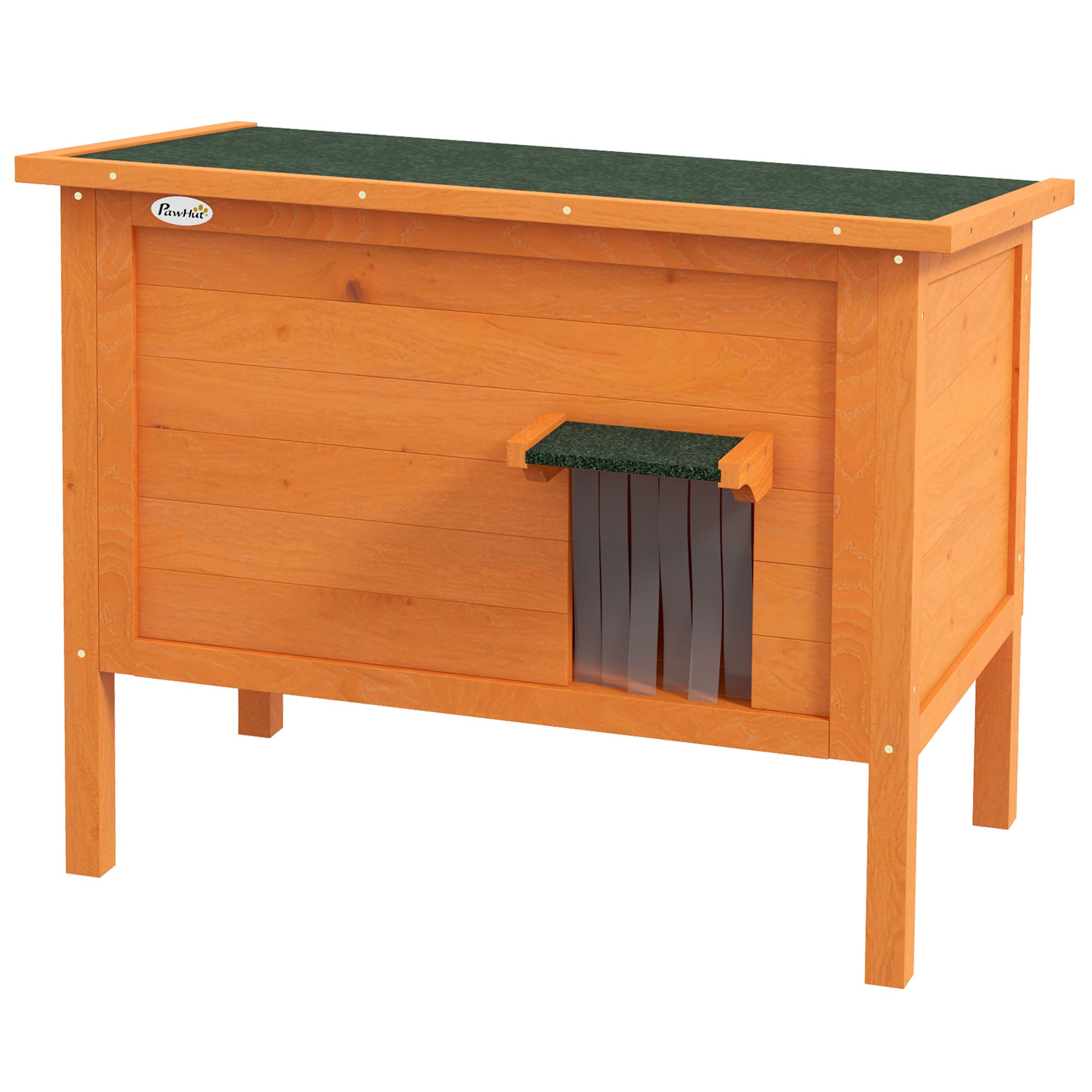 Wooden Cat House Winterproof Waterproof Cat Shelter with Asphalt Roof Bottom Feet Cat Cave Cat Box Outdoor Shelter for Outside Garden Balcony 85 x 50 x 68.5 cm Orange