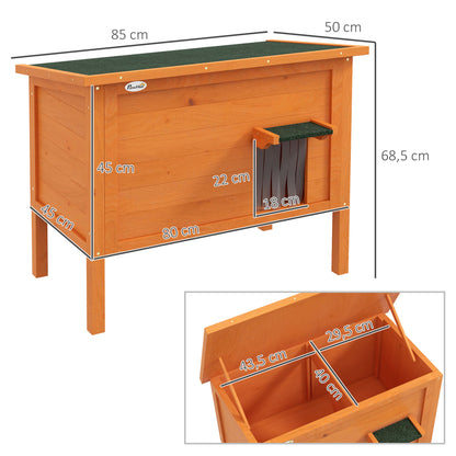 Wooden Cat House Winterproof Waterproof Cat Shelter with Asphalt Roof Bottom Feet Cat Cave Cat Box Outdoor Shelter for Outside Garden Balcony 85 x 50 x 68.5 cm Orange