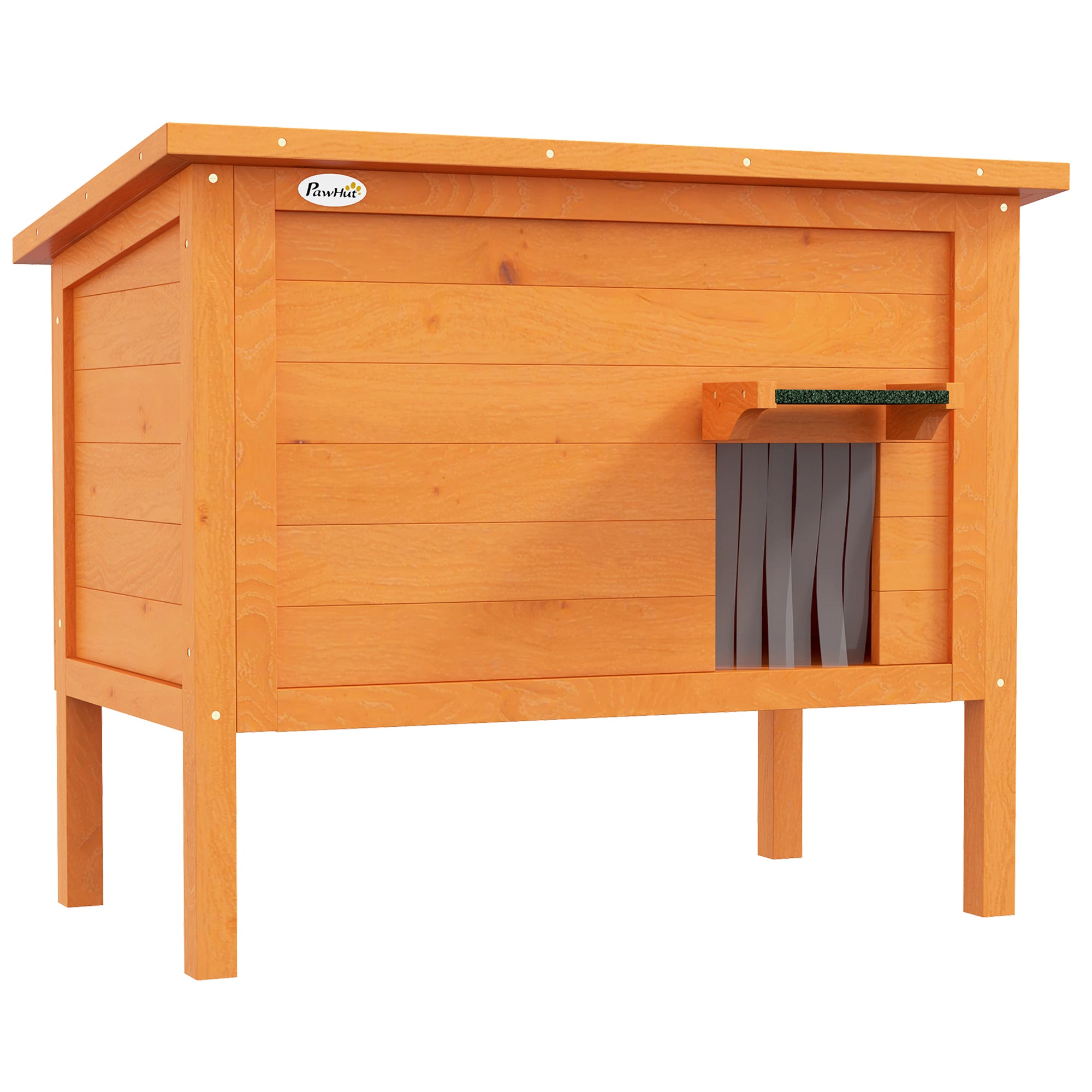 Wooden Cat House Winterproof Waterproof Cat Shelter with Asphalt Roof Bottom Feet Cat Cave Cat Box Outdoor Shelter for Outside Garden Balcony 85 x 50 x 68.5 cm Orange