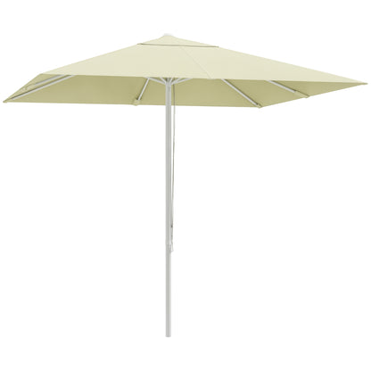 Garden Parasol, Square Outdoor Umbrella 2.48 x 2.48 x 2.50 m, 2 Adjustable Heights, High-Density 180 g/m² Fabric, Aluminum and Metal, Beige