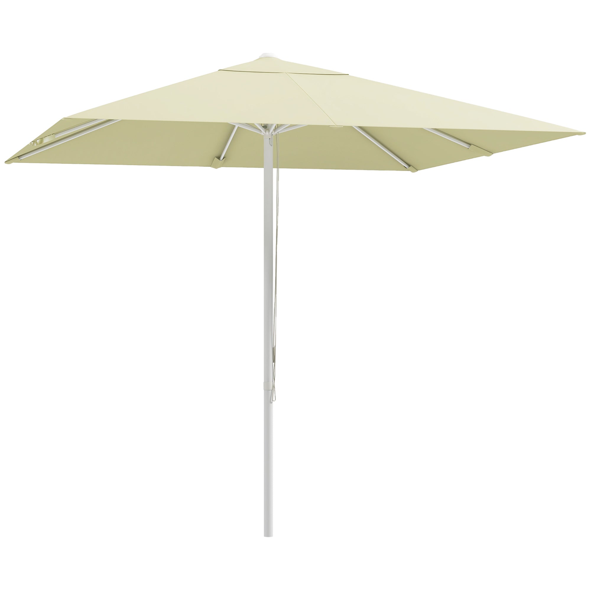 Garden Parasol, Square Outdoor Umbrella 2.48 x 2.48 x 2.50 m, 2 Adjustable Heights, High-Density 180 g/m² Fabric, Aluminum and Metal, Beige