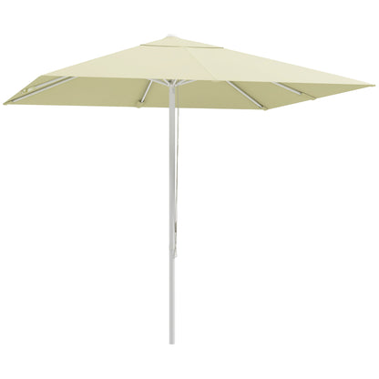 Garden Parasol, Square Outdoor Umbrella 2.48 x 2.48 x 2.50 m, 2 Adjustable Heights, High-Density 180 g/m² Fabric, Aluminum and Metal, Beige