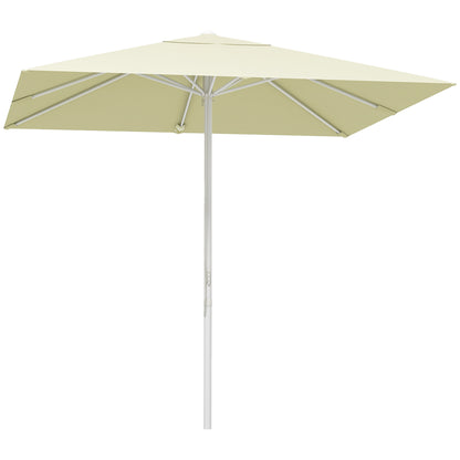 Garden Parasol, Square Outdoor Umbrella 2.48 x 2.48 x 2.50 m, 2 Adjustable Heights, High-Density 180 g/m² Fabric, Aluminum and Metal, Beige