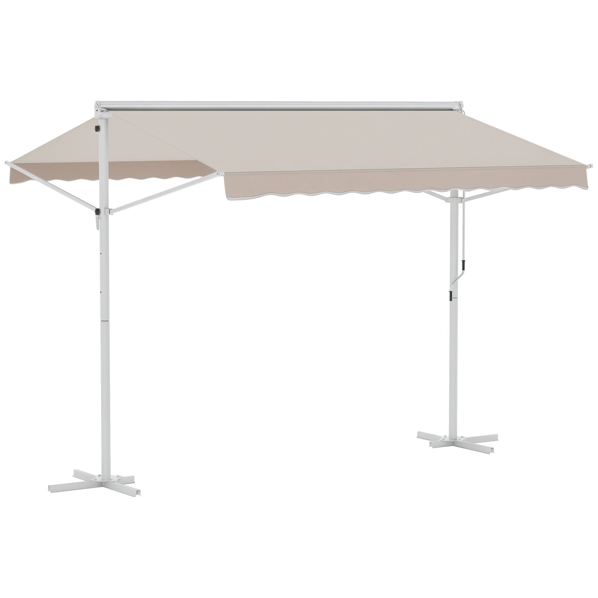 Freestanding Awning Garden Awning Awning with Folding Arm Crank Patio Cream 3x3m