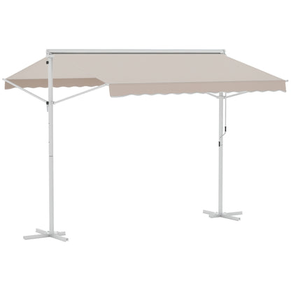 Freestanding Awning Garden Awning Awning with Folding Arm Crank Patio Cream 3x3m