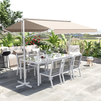 Freestanding Awning Garden Awning Awning with Folding Arm Crank Patio Cream 3x3m