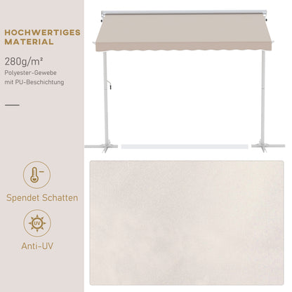 Freestanding Awning Garden Awning Awning with Folding Arm Crank Patio Cream 3x3m