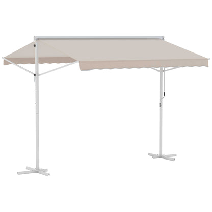 Freestanding Awning Garden Awning Awning with Folding Arm Crank Patio Cream 3x3m