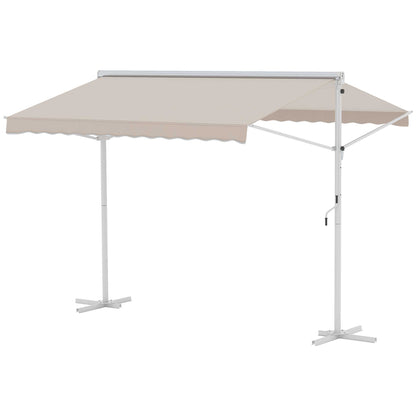 Freestanding Awning Garden Awning Awning with Folding Arm Crank Patio Cream 3x3m