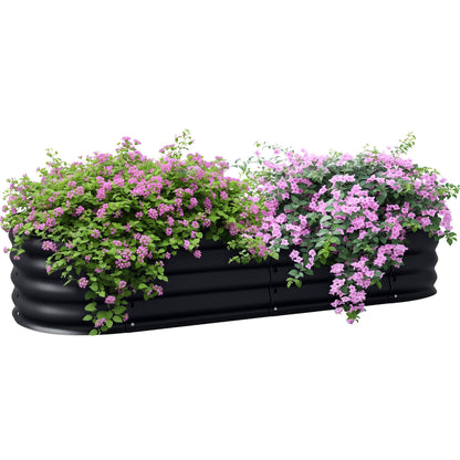 Modular Raised Garden Bed Vegetable Planter Steel Planter Box for Vegetables, Plants, Flowers, 150 x 62 x 30cm, Black