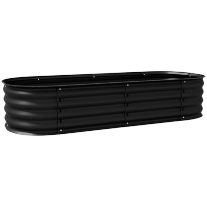 Modular Raised Garden Bed Vegetable Planter Steel Planter Box for Vegetables, Plants, Flowers, 150 x 62 x 30cm, Black