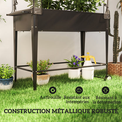 Raised Garden Bed with PVC Cover, Raised Planter with Wheels, Roll-Up Zippered Door and Drainage Hole, Mini Greenhouse for Vegetables, Flowers, Herbs, 100 x 45 x 152 cm, Black