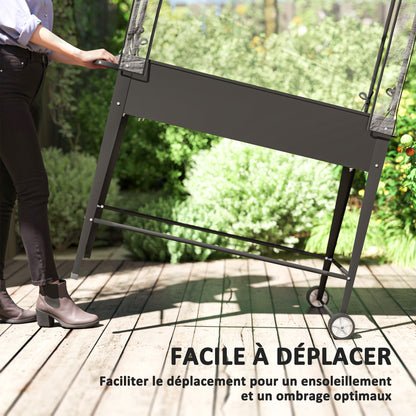 Raised Garden Bed with PVC Cover, Raised Planter with Wheels, Roll-Up Zippered Door and Drainage Hole, Mini Greenhouse for Vegetables, Flowers, Herbs, 100 x 45 x 152 cm, Black