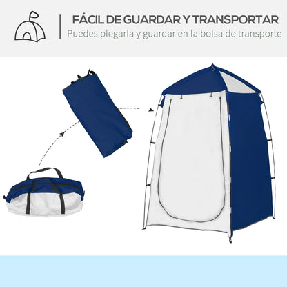 Portable Shower Camping Tent UV25+ Privacy Tent Instant Bathroom Changing Room Toilet with Window Pocket and Carrying Bag 123x121x198 cm - Blue