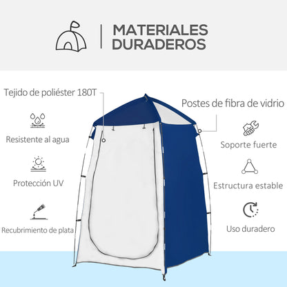 Portable Shower Camping Tent UV25+ Privacy Tent Instant Bathroom Changing Room Toilet with Window Pocket and Carrying Bag 123x121x198 cm - Blue