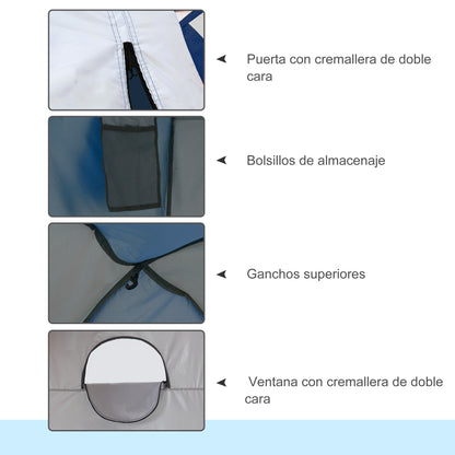 Portable Shower Camping Tent UV25+ Privacy Tent Instant Bathroom Changing Room Toilet with Window Pocket and Carrying Bag 123x121x198 cm - Blue