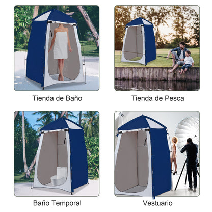 Portable Shower Camping Tent UV25+ Privacy Tent Instant Bathroom Changing Room Toilet with Window Pocket and Carrying Bag 123x121x198 cm - Blue