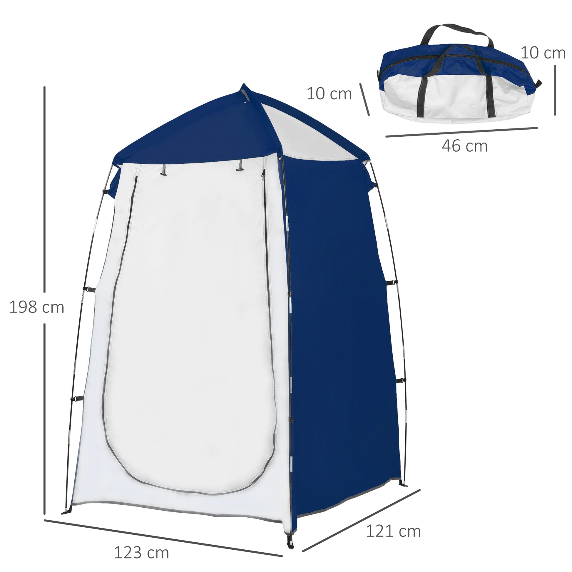 Portable Shower Camping Tent UV25+ Privacy Tent Instant Bathroom Changing Room Toilet with Window Pocket and Carrying Bag 123x121x198 cm - Blue