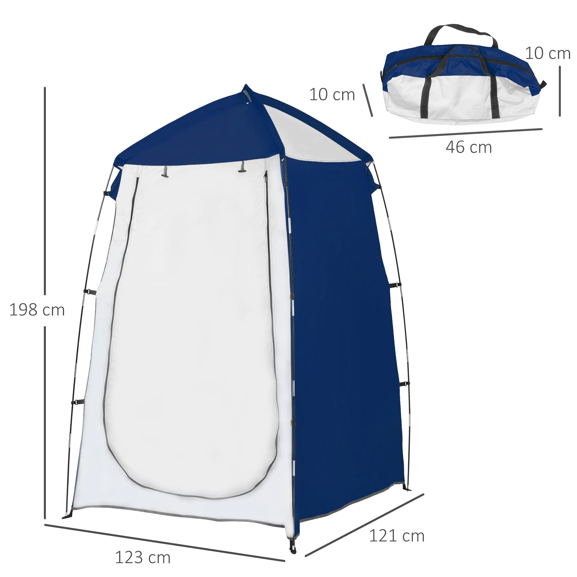 Portable Shower Camping Tent UV25+ Privacy Tent Instant Bathroom Changing Room Toilet with Window Pocket and Carrying Bag 123x121x198 cm - Blue