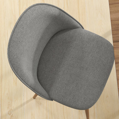 Set of 2 Dining Chairs Upholstered Kitchen Chairs with Linen Fabric and Steel Legs Modern Style for Living Room Bedroom Load 120 kg 50x52x83 cm Gray