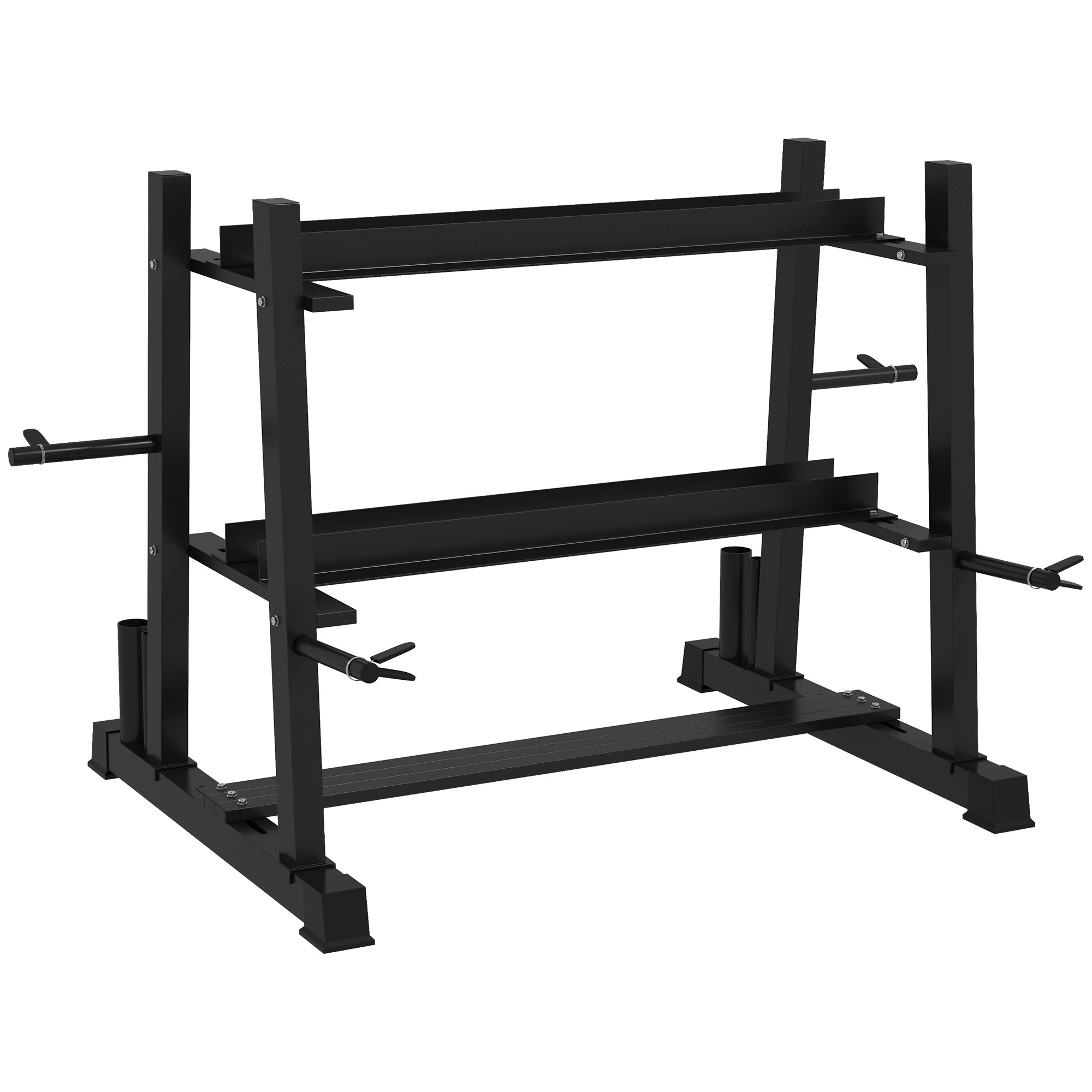 SPORTNOW Weight Rack, Dumbbell Rack with 3 Shelves, Weight Storage for Dumbbells, Kettlebells, up to 200 kg Capacity, Steel, Black, 131 x 75 x 80 cm