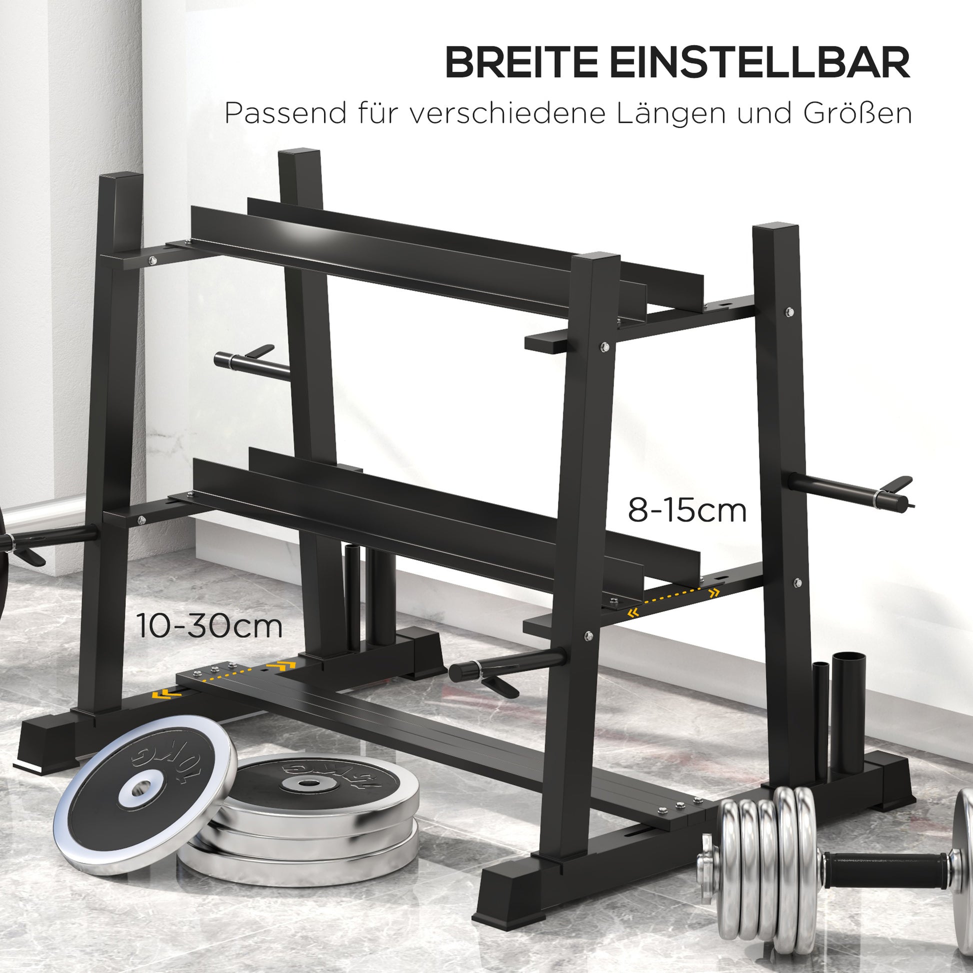 SPORTNOW Weight Rack, Dumbbell Rack with 3 Shelves, Weight Storage for Dumbbells, Kettlebells, up to 200 kg Capacity, Steel, Black, 131 x 75 x 80 cm