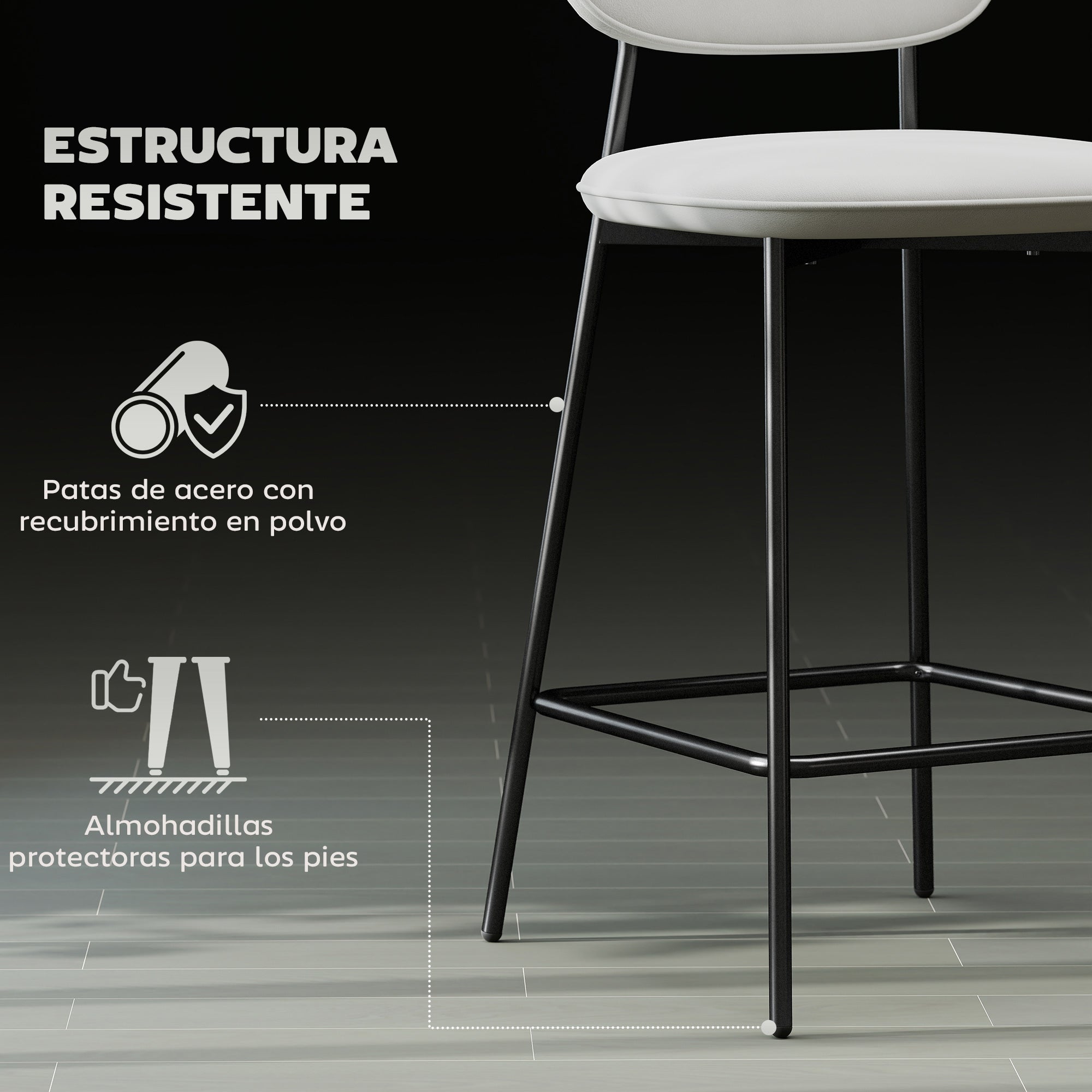 Set of 2 Bar Stools High Kitchen Stools with Backrest and Footrest Upholstered in Velvet Steel Frame Modern High Stools for Kitchen Counter Light Gray