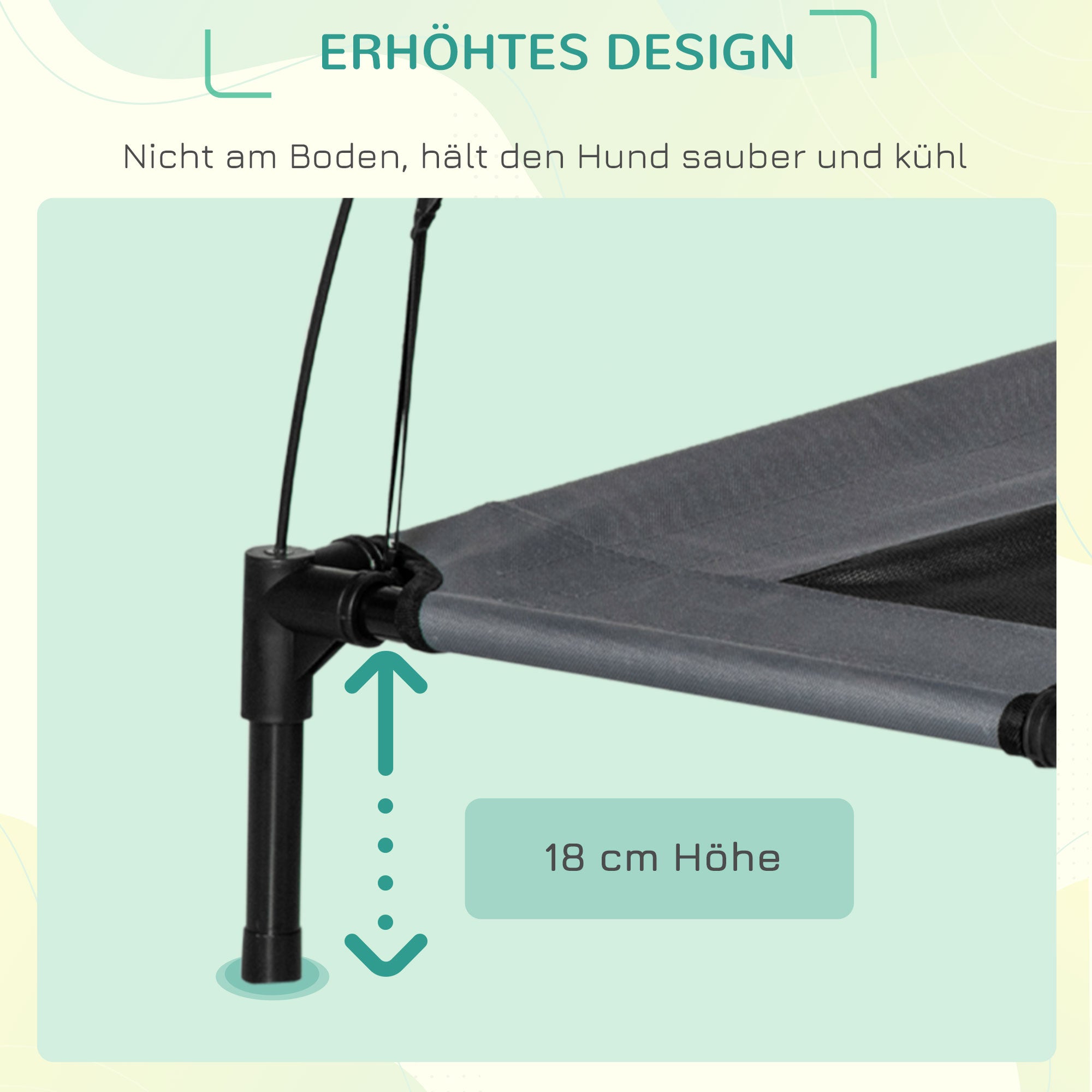 Elevated Dog Bed with Canopy, Pet Bed, Outdoor Dog Lounger with Roof, Breathable, Taft Fabric for Camping Gray 92 x 76 x 90 cm