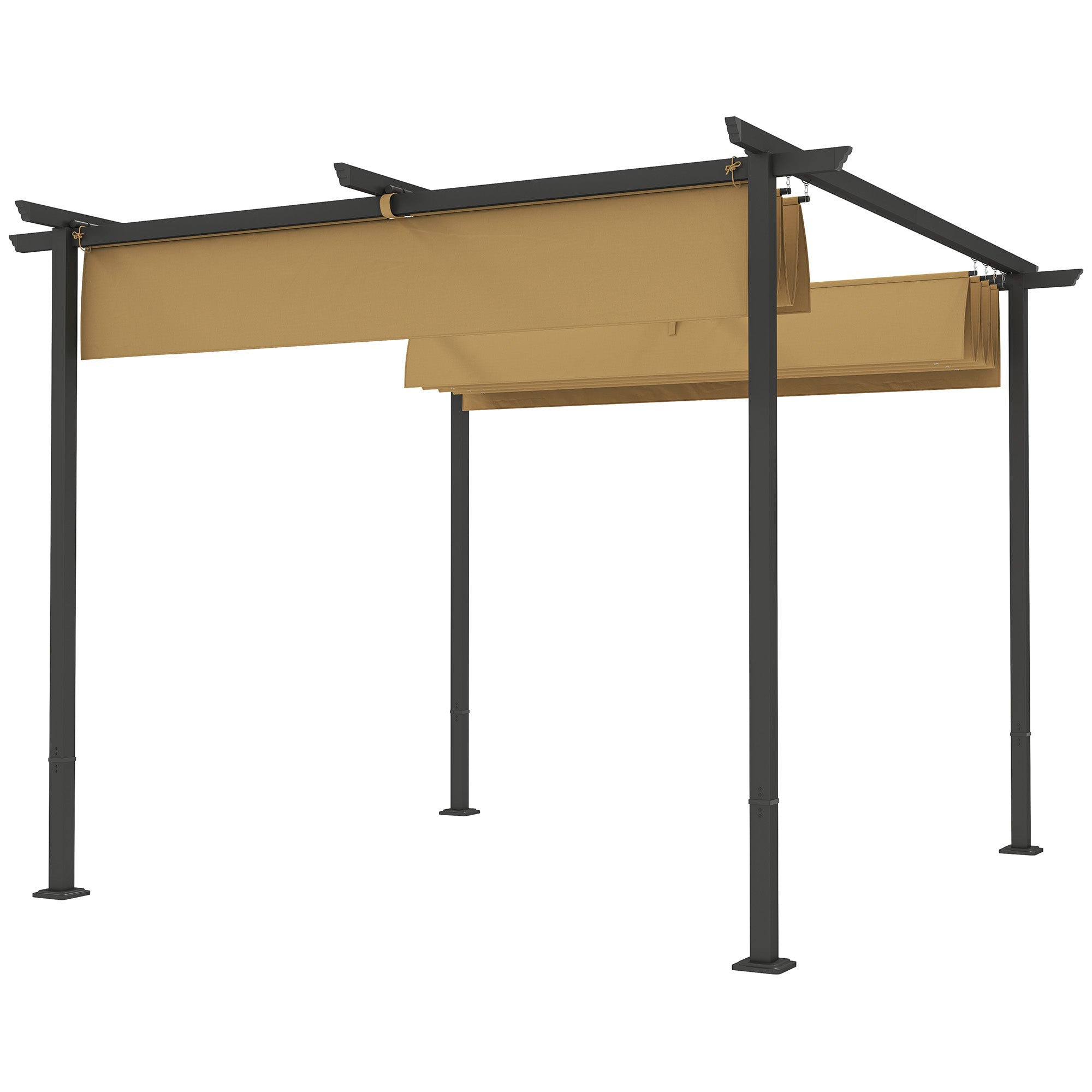 Pergola 3x3m Garden Pavilion Terraced Roofing made of Metal, Garden Pavilion with Adjustable Sunroof, UV Protection 30+ Freestanding Sun Protection for Terrace and Garden, Beige