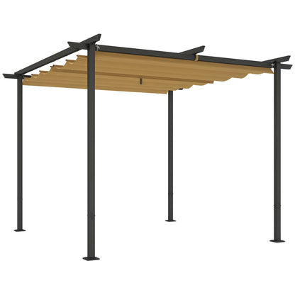 Pergola 3x3m Garden Pavilion Terraced Roofing made of Metal, Garden Pavilion with Adjustable Sunroof, UV Protection 30+ Freestanding Sun Protection for Terrace and Garden, Beige