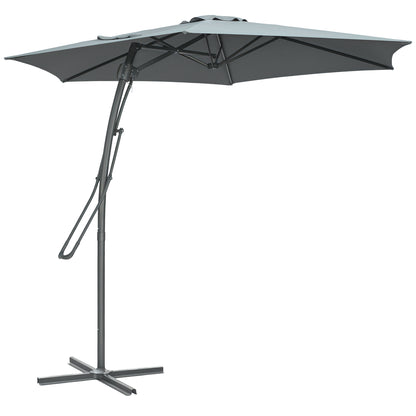 Offset Cantilever Umbrella Ø 293 cm (9.6 ft) – Side Lever, Cross Base Included, Water-Resistant, Wind Vent, UV Protection, Dark Grey