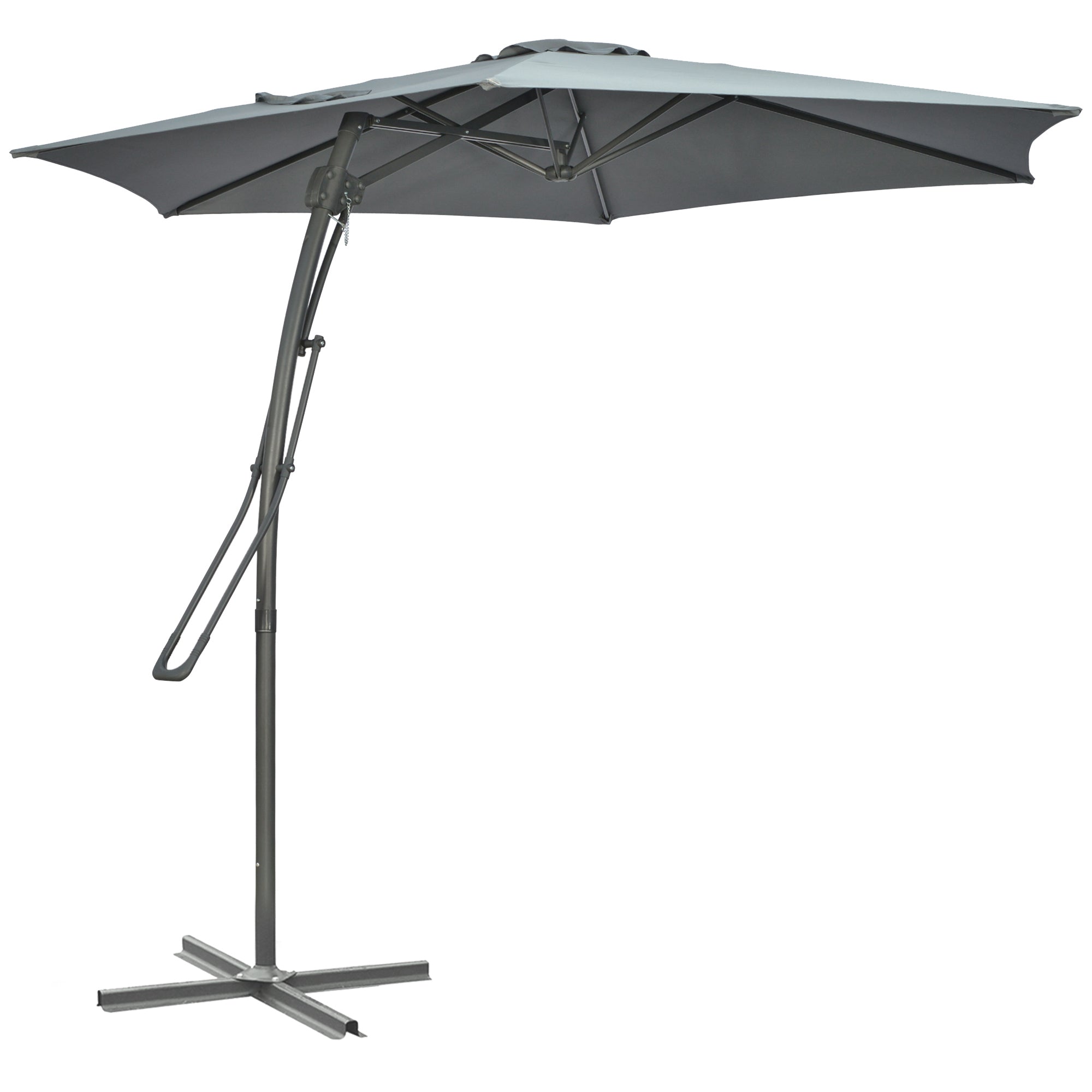 Offset Cantilever Umbrella Ø 293 cm (9.6 ft) – Side Lever, Cross Base Included, Water-Resistant, Wind Vent, UV Protection, Dark Grey