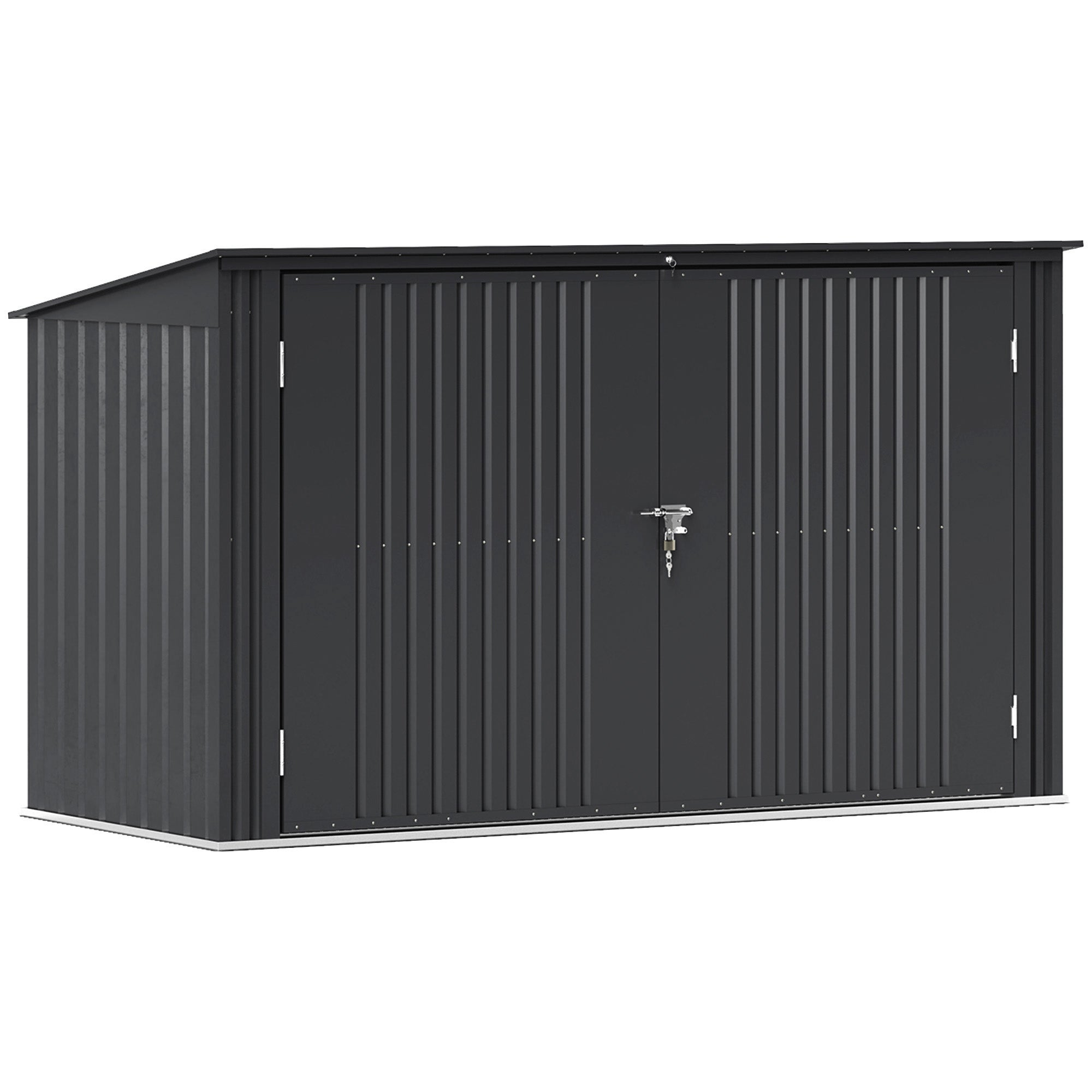 Outdoor Trash Can Cover for 3 240L Bins, 233x105 cm Waste Bin Container with 2 Doors and Locks, 2.3m² Outdoor Shed, Bin Box in Steel, Grey