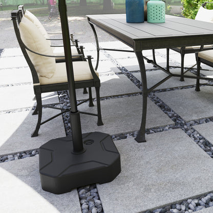 fillable umbrella stand up to 25 kg, Square umbrella holder, Umbrella weight, Stand for umbrella 38/48mm pole diameter, for balcony, terrace, garden, Black