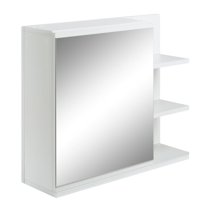 Bathroom Cabinet with Mirror Bathroom Mirror Cabinet with 3 Open Shelves and 1 Interior Shelf Modern Style 60x18x50 cm White