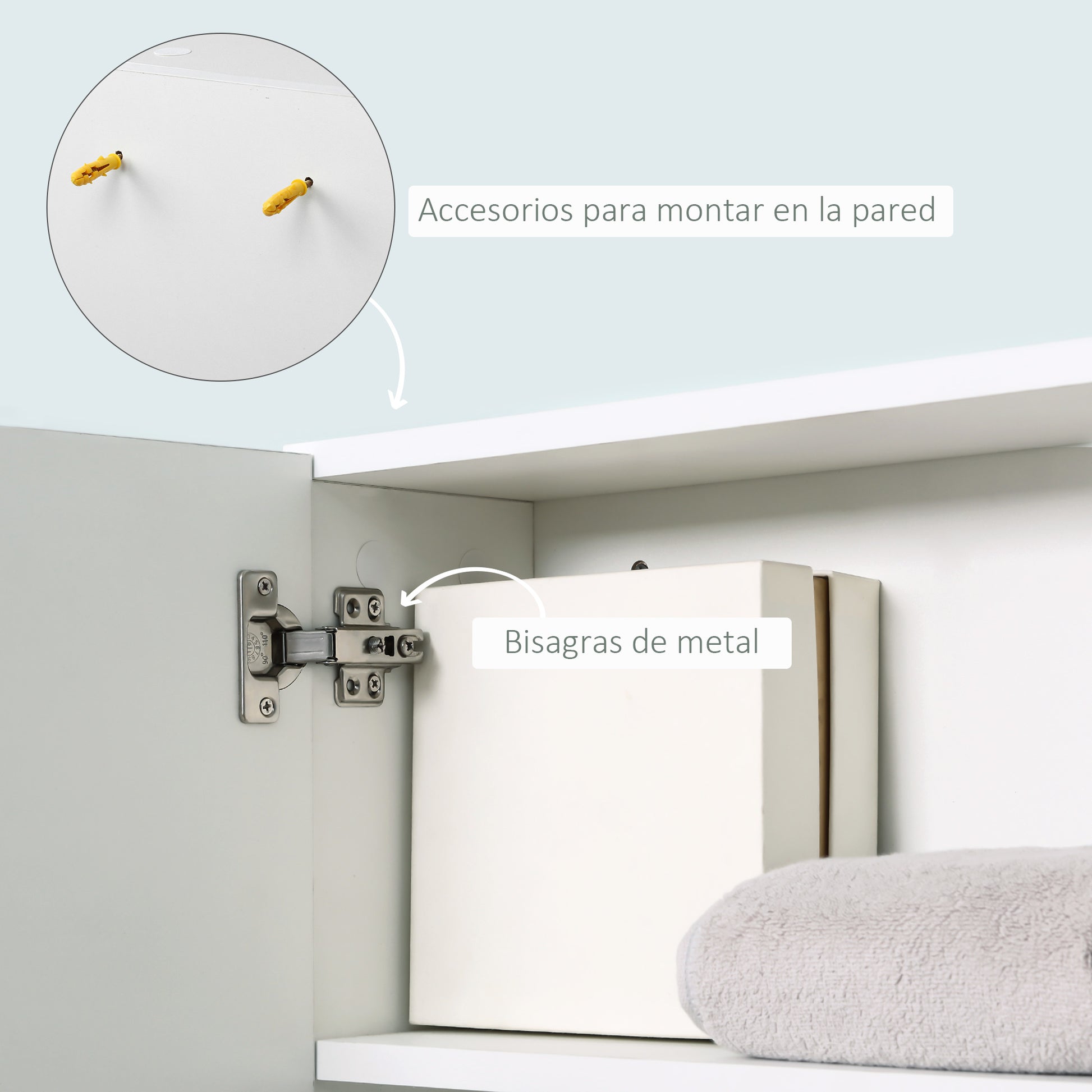 Bathroom Cabinet with Mirror Bathroom Mirror Cabinet with 3 Open Shelves and 1 Interior Shelf Modern Style 60x18x50 cm White