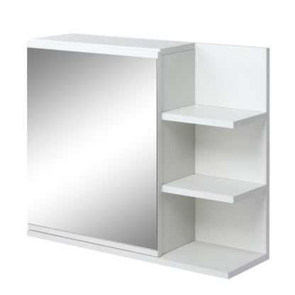 Bathroom Cabinet with Mirror Bathroom Mirror Cabinet with 3 Open Shelves and 1 Interior Shelf Modern Style 60x18x50 cm White