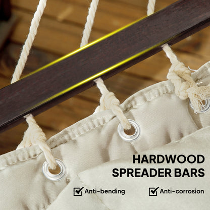 Freestanding Hammock with Pillow and Steel Stand, Spread Bars — Cream