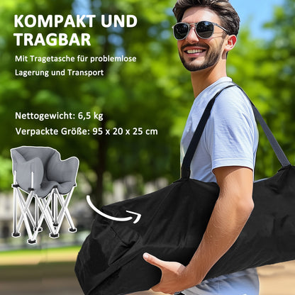 Folding Chair 2 Seater Foldable Camping Chair with Armrests Side Pocket Outdoor Folding Chair up to 240kg Load-bearing Lightly Padded Fishing Chair Garden Chair for Garden Camping Beach