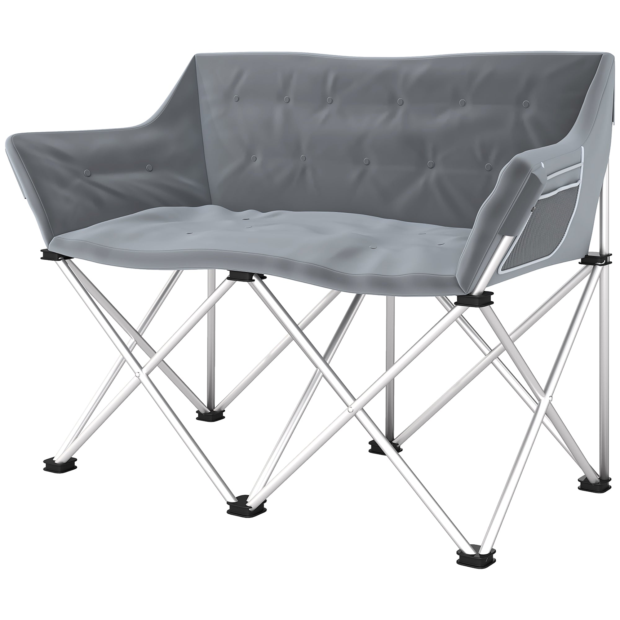 Folding Chair 2 Seater Foldable Camping Chair with Armrests Side Pocket Outdoor Folding Chair up to 240kg Load-bearing Lightly Padded Fishing Chair Garden Chair for Garden Camping Beach