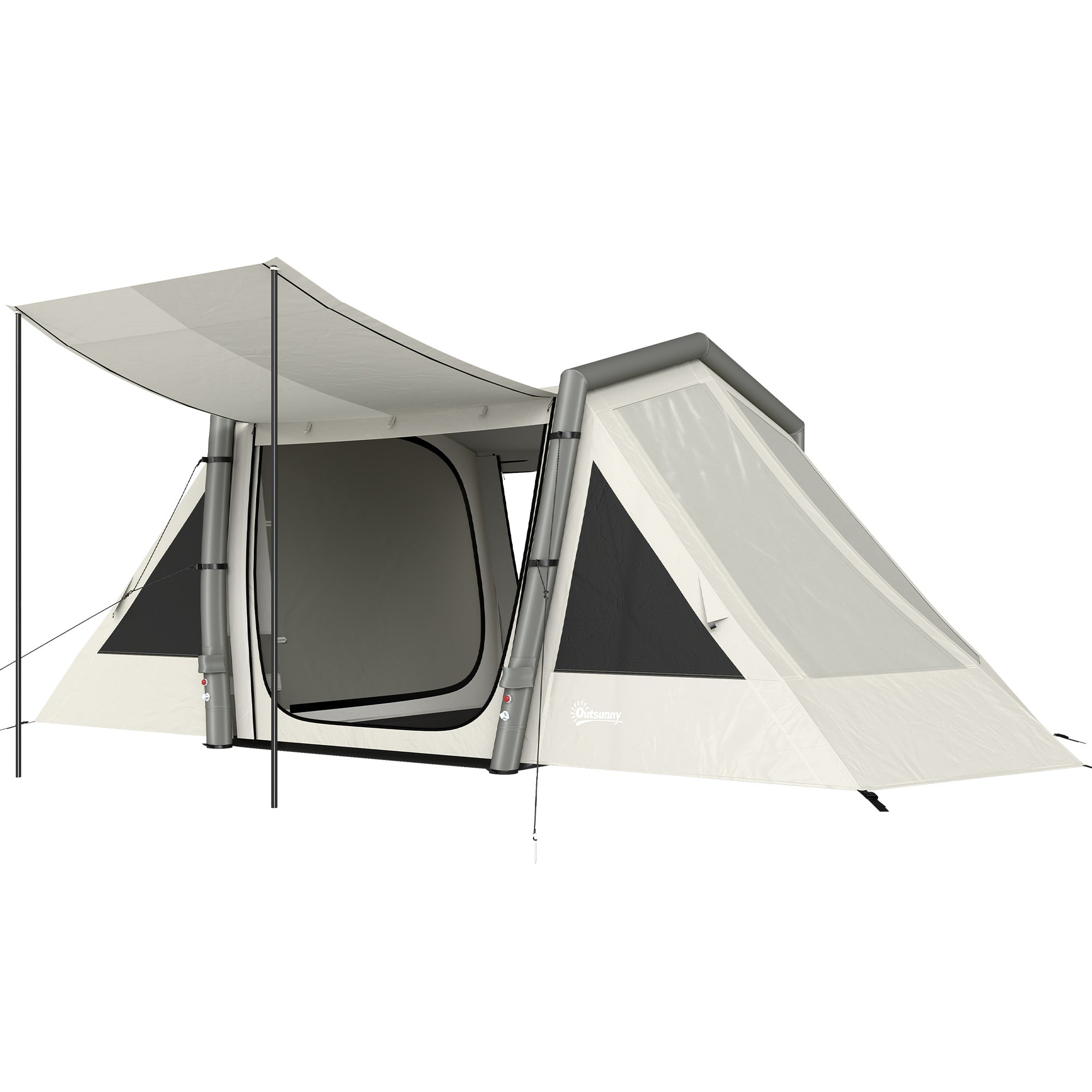 Inflatable 6-Person Tent — Fast Setup, Darkened Bedrooms, 2-Bedroom + Living Area, Porch, Fluorescent Pegs & Groundsheet, Waterproof Oxford Fabric