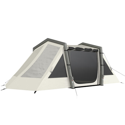 Inflatable 6-Person Tent — Fast Setup, Darkened Bedrooms, 2-Bedroom + Living Area, Porch, Fluorescent Pegs & Groundsheet, Waterproof Oxford Fabric
