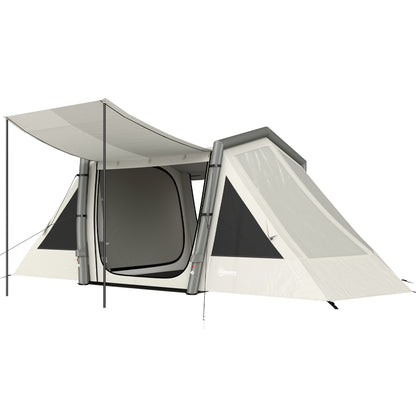 Inflatable 6-Person Tent — Fast Setup, Darkened Bedrooms, 2-Bedroom + Living Area, Porch, Fluorescent Pegs & Groundsheet, Waterproof Oxford Fabric