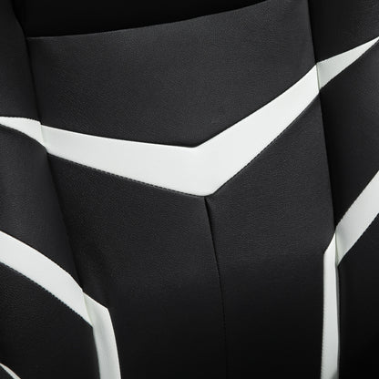 Ergonomic Office Gaming Chair, Adjustable Height, Fixed Base, Foldable Armrests Black and White