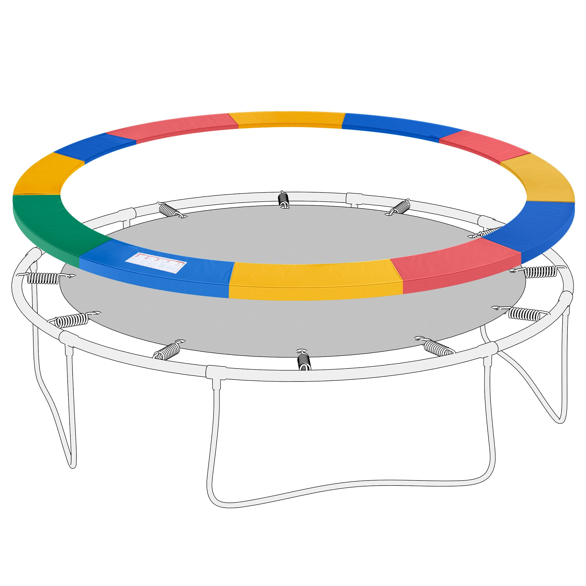 Trampoline Edge Cover Ø366cm wide, Tear-resistant UV-resistant Spring Cover, Water-resistant, Trampoline Accessories Edge Protection Safety Net Spare Parts for Garden Trampolines, Red+Yellow+Blue