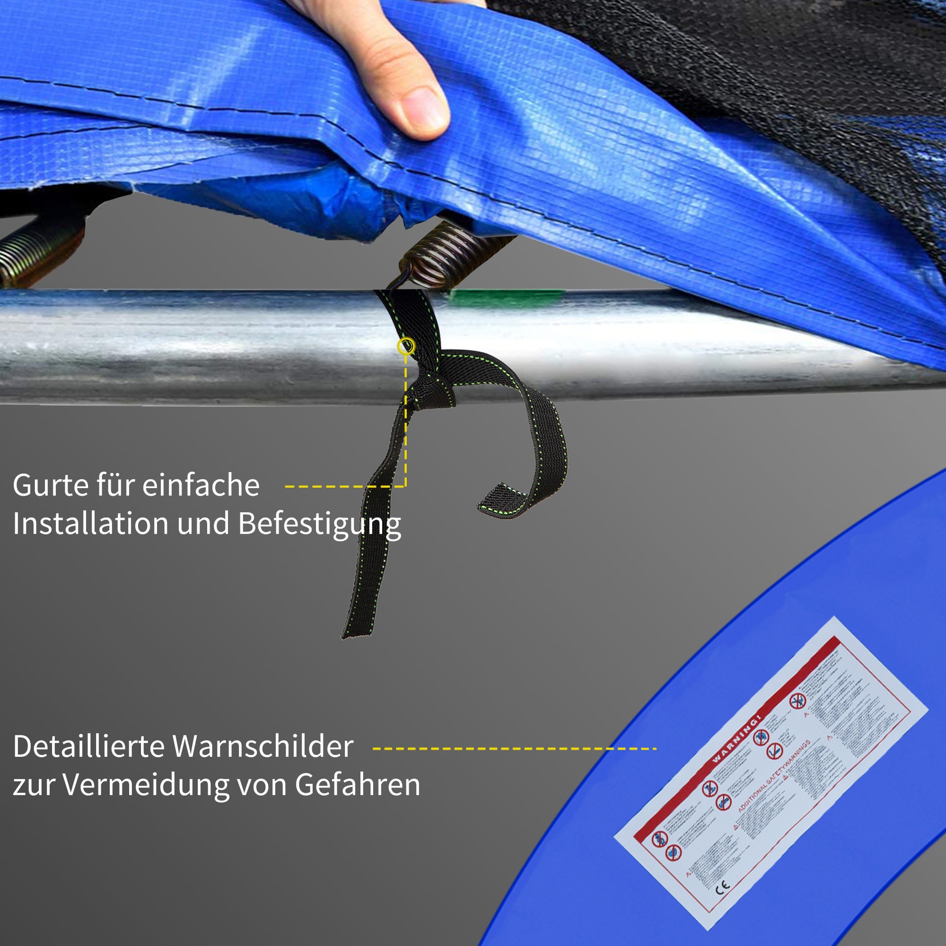 Trampoline Edge Cover Ø366cm wide, Tear-resistant UV-resistant Spring Cover, Water-resistant, Trampoline Accessories Edge Protection Safety Net Spare Parts for Garden Trampolines, Red+Yellow+Blue