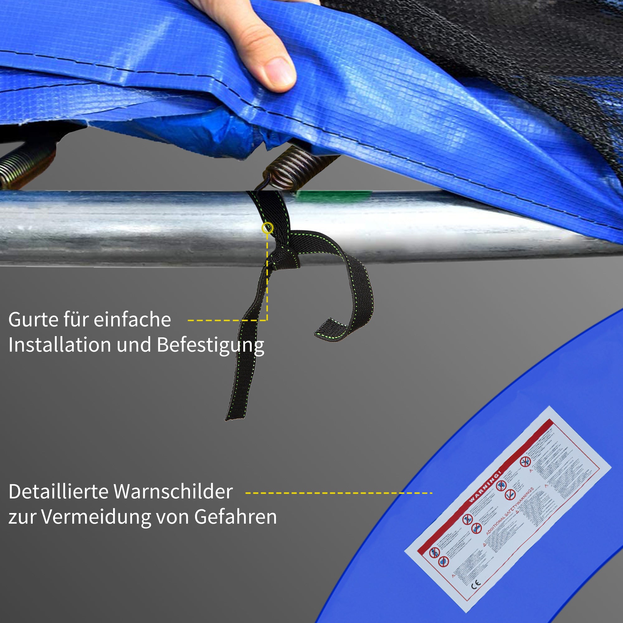 Trampoline Edge Cover Ø366cm wide, Tear-resistant UV-resistant Spring Cover, Water-resistant, Trampoline Accessories Edge Protection Safety Net Spare Parts for Garden Trampolines, Red+Yellow+Blue