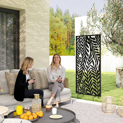 Privacy Screen 25.6 in x 51.2 in, Freestanding & Hanging, Metal Privacy Panel for Staking or Wall Mount, Balcony & Terrace, Black