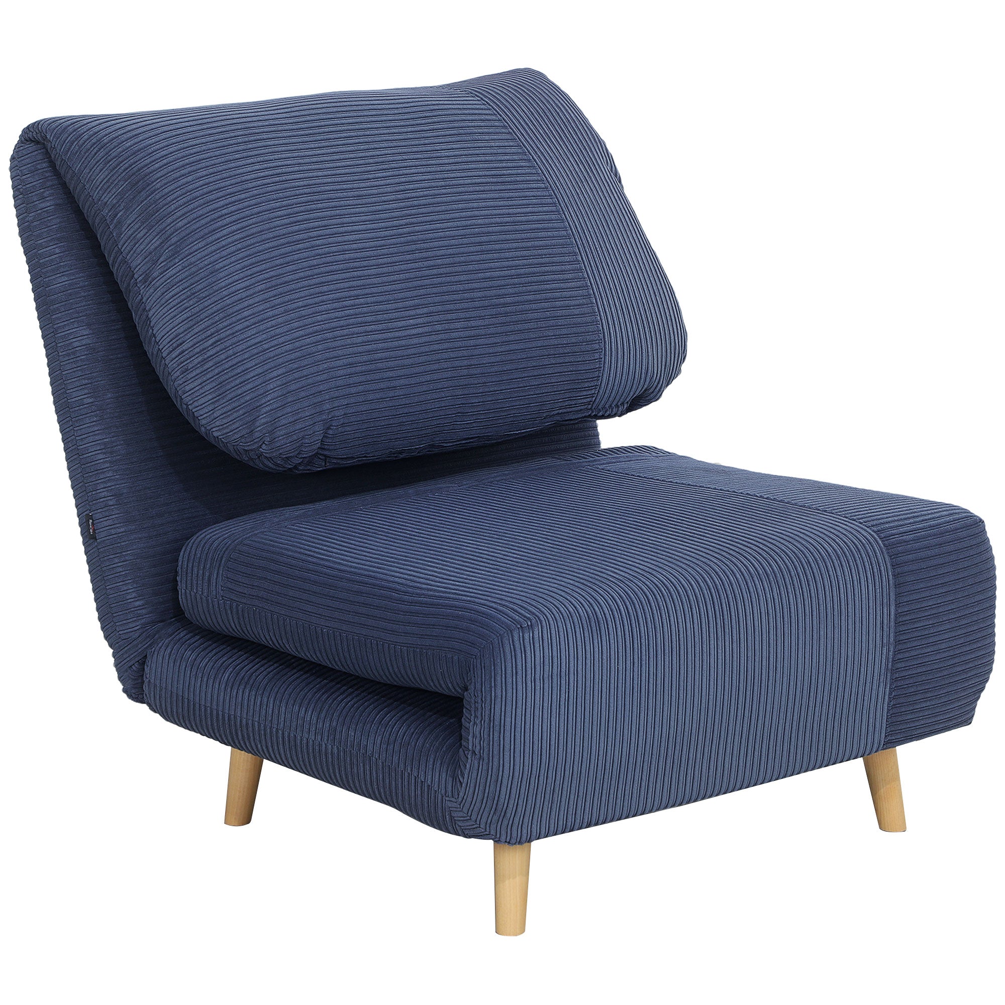 2-in-1 Sleeper Sofa Sleeper Chair Adjustable Folding Mattress Guest Bed in Corduroy Look, for Bedroom, Living Room Blue 82 x 89 x 83 cm