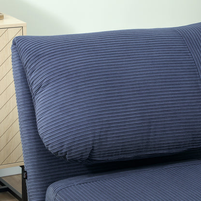 2-in-1 Sleeper Sofa Sleeper Chair Adjustable Folding Mattress Guest Bed in Corduroy Look, for Bedroom, Living Room Blue 82 x 89 x 83 cm
